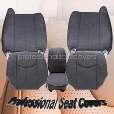 For 2003-2007 GMC Sierra WT Middle Seat & Front Side Cloth Seat Cover Dark Gray