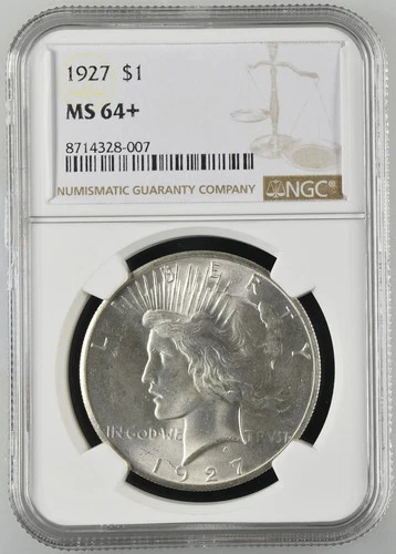 1927 Peace Silver Dollar NGC MS-64+ PQ BLAST WHITE