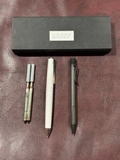 Lamy Safari Graphite Black Click Pen + White  Twist Pen With 2 Refills In Case