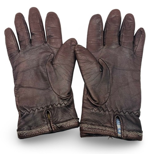 Fownes Womens Brown Leather Gloves Size Large L Lined Winter Driving Vintage - Picture 7 of 8