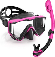 Snorkel Set Pano 3 Window Snorkel Mask Adult, Panoramic Wide View, Anti-Fog Scu