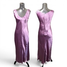 Vince Bias Satin Slip Dress Pink Minimalist V Neck Maxi Size S