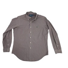 Ralph Lauren Classic Fit Plaid Button Down Shirt Men 16 1/2 L Burgundy Green