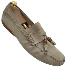 Vintage Gucci Mens Size 14 Beige Moccasin Bamboo Tassel Driving Loafers Italy
