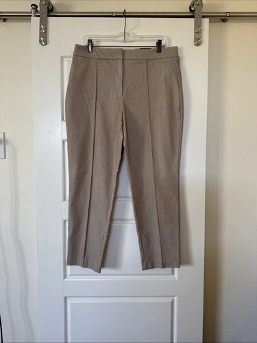 Worthington Modern Fit Slim Leg Pants Womens Size 14 Tan Pinstripe NWT - Picture 7 of 16
