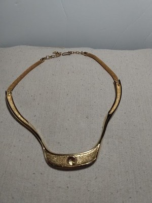 Biagi Gold Tone Wave Metal Mesh Necklace