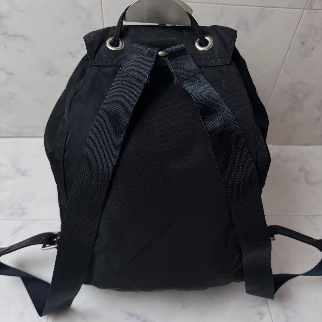 PRADA Backpack Triangular Logo Tessuto Nylon Blac… - image 6