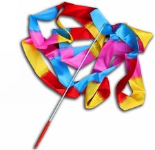 Rainbow 4M Gym Dance Ribbon Rhythmic Art Gymnastic Streamer Twirling Rod