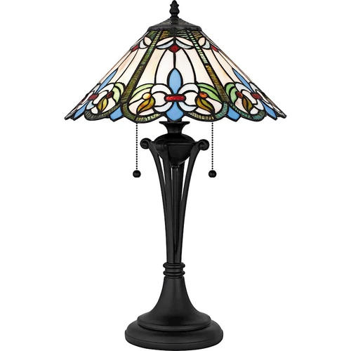 Quoizel Giles 2Light Table Lamp, Matte Black/Multicolor Art Glass - TF6764MBK - Picture 1 of 1