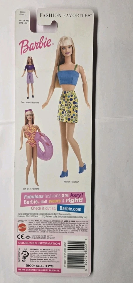 2000 Barbie Fashion Favorites Mattel Teal Skirt Floral Crop Top 68000-72 - Image 4 of 4