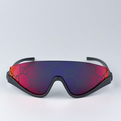 Gucci Women Sunglasses Grey Red Miror Logo Shield Mask GG1650S 009