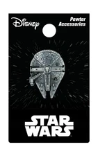 OFFICIAL STAR WARS MILLENNIUM FALCON PEWTER PIN BADGE LAPEL NEW SEALED