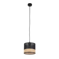 HäNgelampe Stoff Wohnzimmer Natur Schwarz E27 Ø20 Cm Esszimmer Pendelleuchte