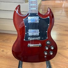 US Warehouse Brown SG Style Eklectric Guitar 2H Pickups Chrome Parts