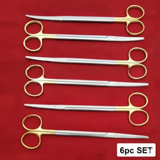 6Pc Operating Scissors Set Straight Curved Surgical Medical Stainless Steel