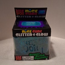 Nee Doh Nice Cube Glitter Glow in the Dark Blue Gel Squeeze Ball