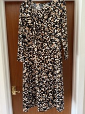 Bonmarché Women’s Size 12 Black/Beige/White Abstract Fit & Flare Midi Dress