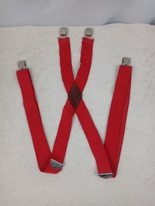 Vintage Red Suspenders X-Back Clip American Eagle USA