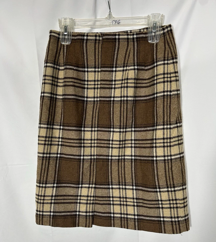Falda a Cuadros JGH Vintage Mujer Lana Sarga Marrón Talla M Academia Preppy Heritage Foto 3 de 4