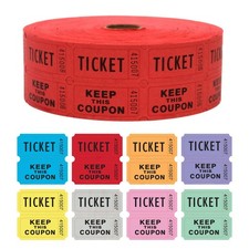 2,000 Red Carnival Tickets, Double Roll 50/50 Raffle, Multicolor