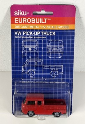Vintage Siku 1:55 Eurobuilt Germany VW Bus Pickup Truck Diecast On Card 1030
