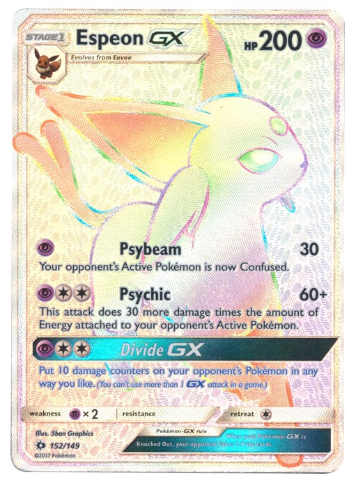 Heavily Played Espeon GX - 152/149 - Secret Rare Pokemon SM Base Set