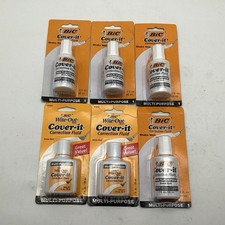 Six 6 BIC White Out Cover-It Multi Purpose Pen  Ink Correction Fluid 0.7 oz New