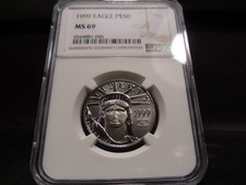 1999 MS69 $50 1/2oz Platinum Eagle NGC Certified Gem 3295.74 per troy oz