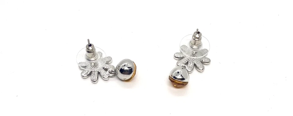 Pendientes de cristal con elementos de Swarovski dorados topacio flor de margarita chapados en oro de 18 quilates Foto 3 de 4