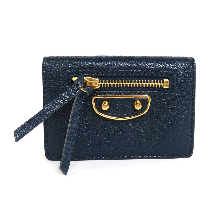 BALENCIAGA Mini Wallet Trifold Wallet Navy e55644f | eBay