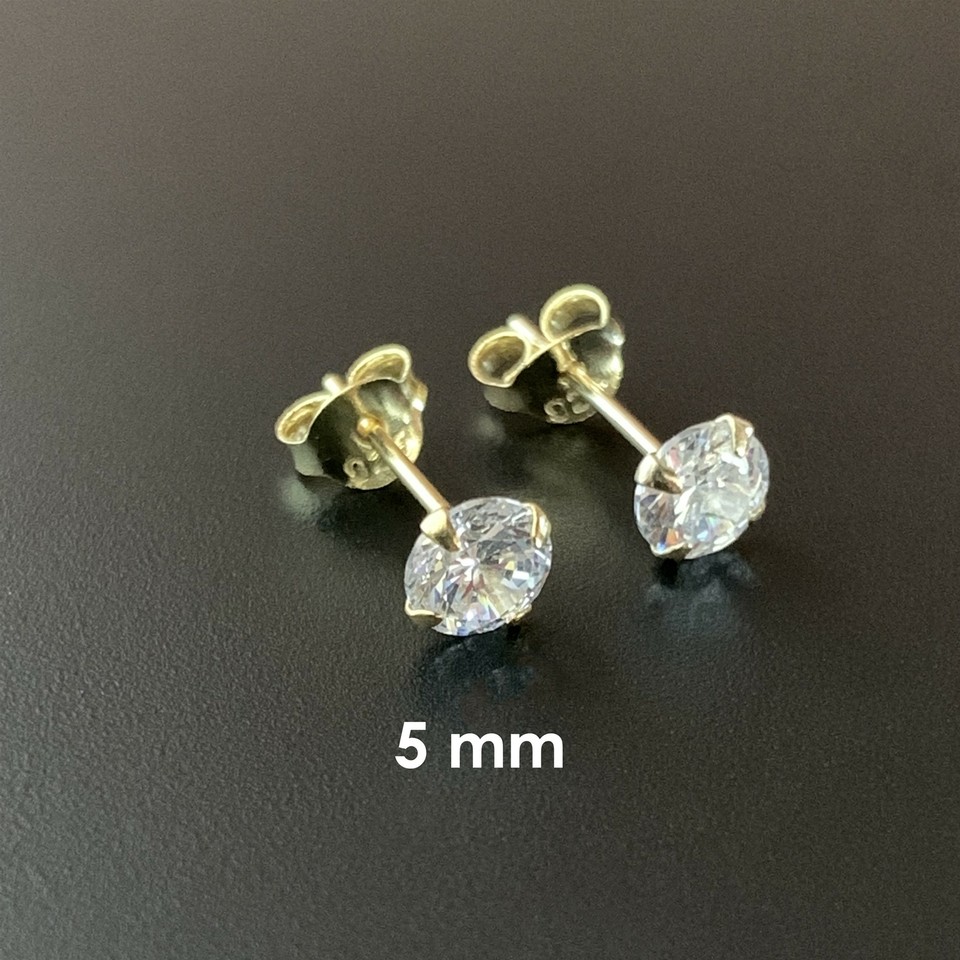 Queenberry Rhodium Plated 925 Sterling Silver Round CZ Stud Earrings – 5mm Clear Crystal Studs For Everyday Wear - View #10