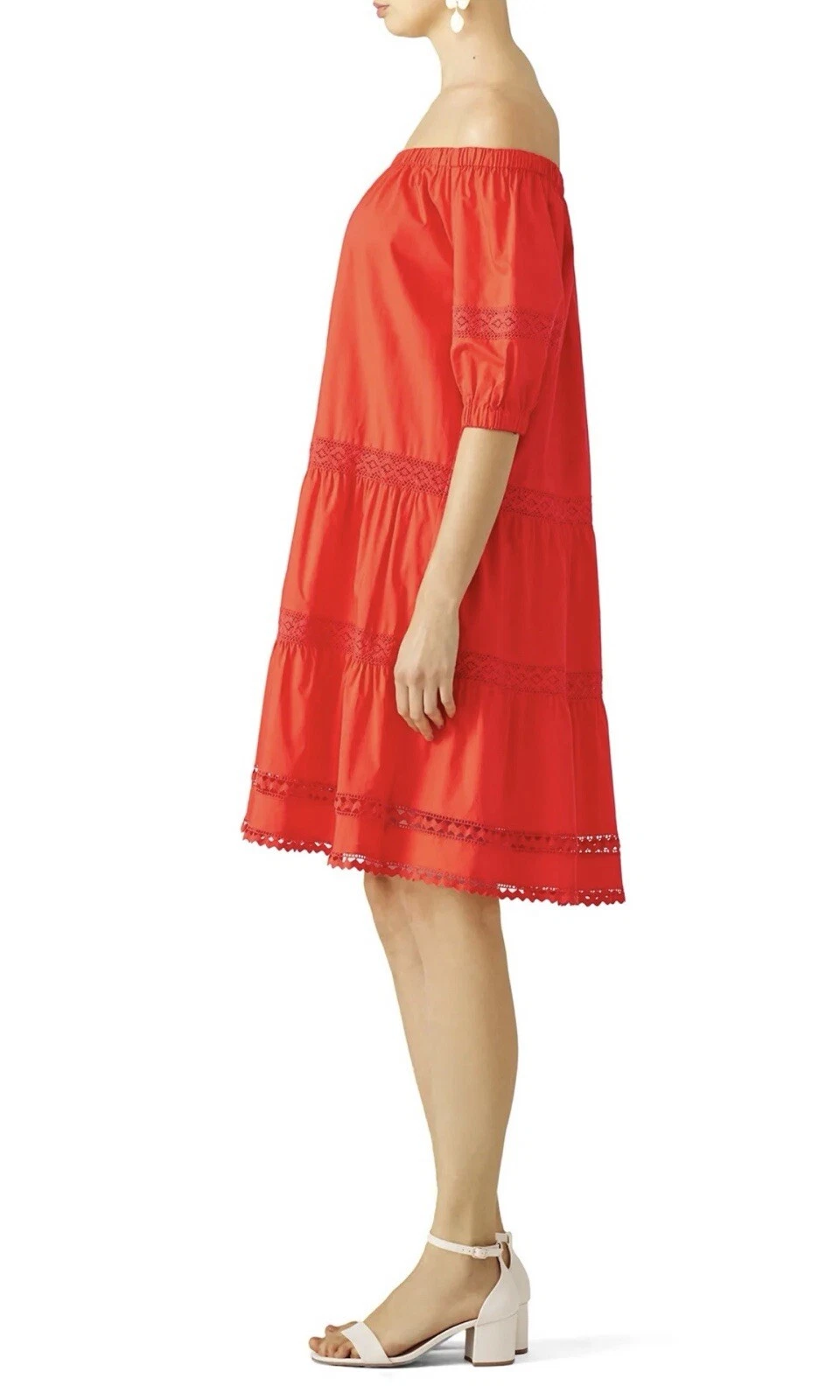 Abito BROOME STREET + KATE SPADE popeline spalle scoperte ciliegia pepe oversize S