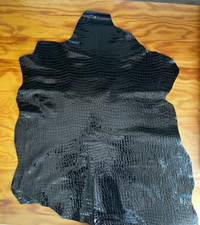 Vera pelle montone Stampa Cocco vernice pellami/pellame colore nero