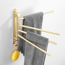 Brass Bathroom Rotating Towel Rack Wall Mount Activity Towel Bar Brushed Gold