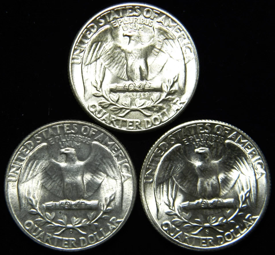 1946 PDS YEAR SET WASHINGTON SILVER QUARTERS,  BU BRILLIANT UNCIRCULATED #s2 - Image 2 of 2