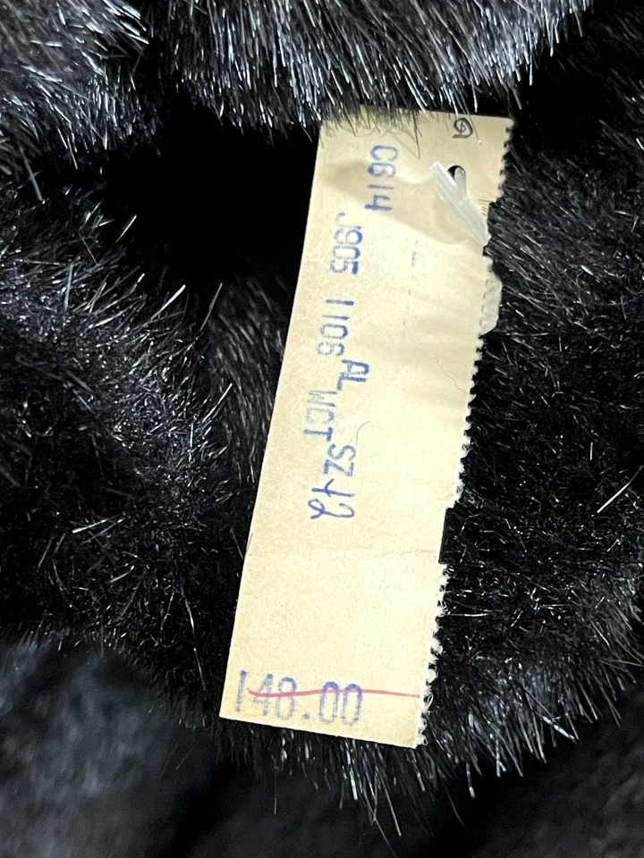 Abrigo de visón de piel sintética Monterey Fashions largo medio negro 12 vintage nuevo de colección Foto 3 de 4