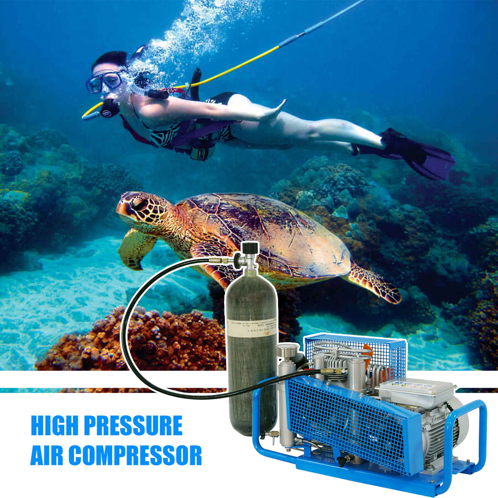 110V 4500Psi 1.5KW 2HP Air Compressor For Scuba PCP Paintball Tank Refill