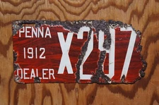 1912 Pennsylvania Porcelain DEALER License Plate # X 297