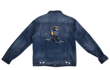 Polo Ralph Lauren Alpine Racing Ski Bear Trucker Denim Jean Jacket Men’s L