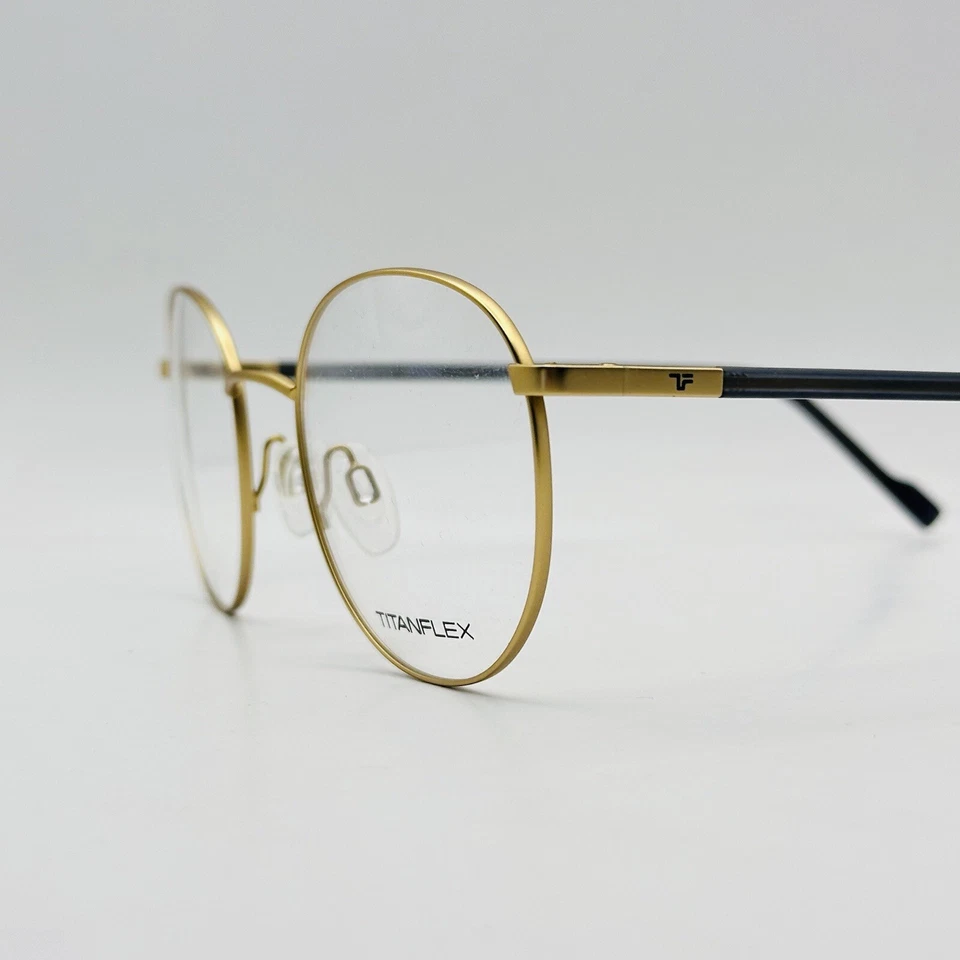 Anteojos Mujer Redondos Dorado Gris Panto TITANFLEX Mod. 820878 NUEVO Foto 4 de 4