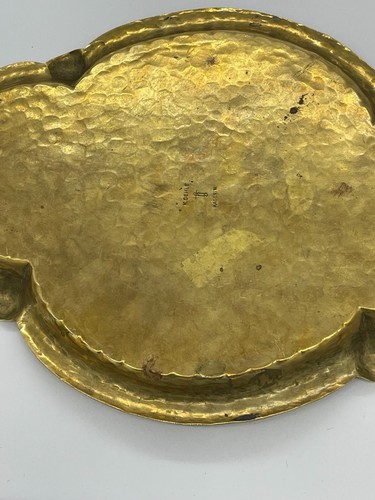 Antique Art Nouveau Hand Hammered Brass Tray By Karl Gehle Hagen - Picture 10 of 13