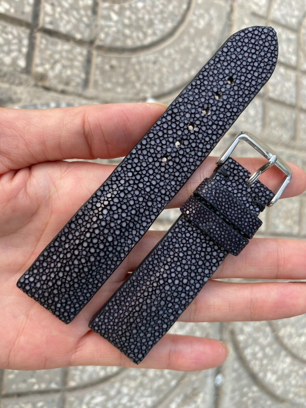 22mm/20mm Genuine Stingray leather watch strap band, handmade watch strap  band