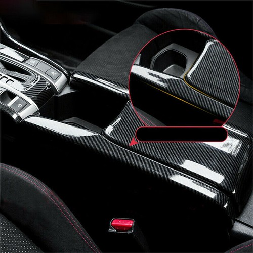 Fit Honda Civic 2016-2021 Interior Central Armrest Box Panel Carbon Fiber Black - Picture 6 of 17
