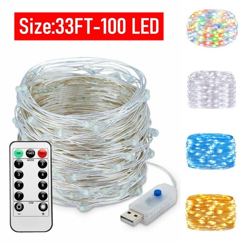 7-30M 50/100/200LED Copper Wire Party USB Twinkle LED String Fairy Lights Remote - Picture 15 of 17