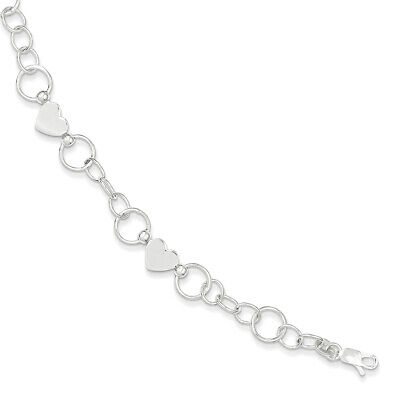 Sterling Silver Heart Bracelet 7.5 Sterling Silver Heart Bracelet 7.5