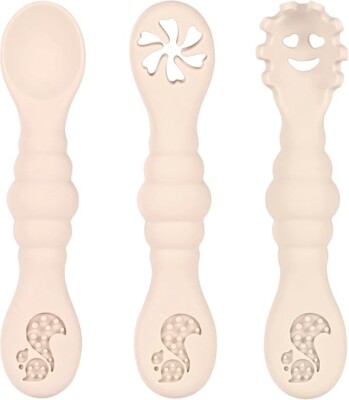 3 Stück Baby Silikon Löffel & Gabel Utensilien Selbstfütterung Entwöhnung Besteck Set