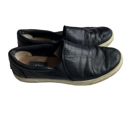 Ugg Jass Black Leather Slip On Shoes 