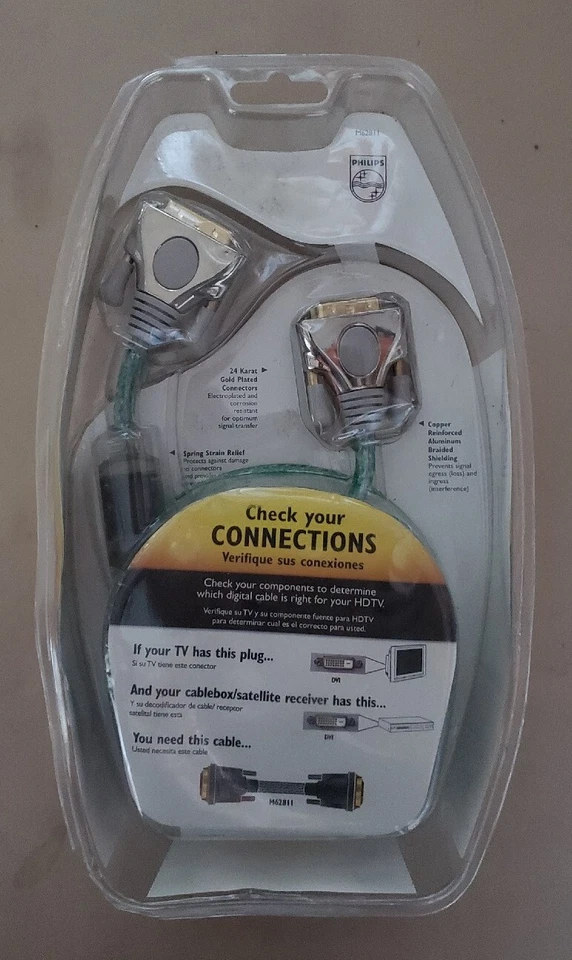 Cabo Philips DVI 6 pés HDTV Home Theater ouro 24K NOVO - Imagem 2 de 2