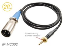 2ft 3.5mm TRS Locking Male to XLR 3-Pin Male Cable for Sennheiser/Sony Mic Syst.