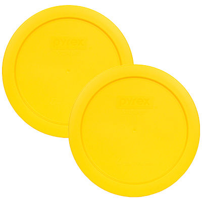 Pyrex 7201-PC 6'' Meyer Lemon Yellow Plastic Cover Lid for 4 Cup Glass Bowl 2PK